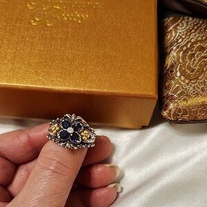 Barbara Bixby Sterling Silver And 18kt. Gold Flower Ring Size 9